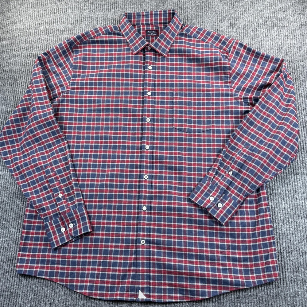UNTUCKit Shirt Mens 3XLT Blue Red Plaid Flannel Long Sleeve‎ Stretch Casual Tall